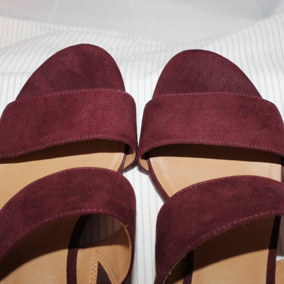 Franco Sarto Size 7.5M Silas Maroon/Burgundy Faux Suede Slide Low Heeled Sandals - Picture 10 of 12